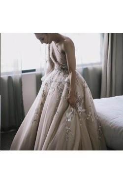 A-Line One-Shoulder Long Prom Dress Formal Evening Dresses 601532