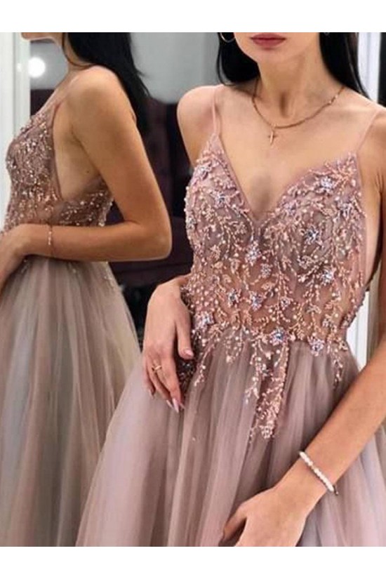 A-Line Beaded Long Prom Dress Formal Evening Dresses 601533 A-Line Beaded Long Prom Dress Formal Evening Dresses 601533
