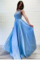 A-Line V-Neck Lace Long Prom Dress Formal Evening Dresses 601534