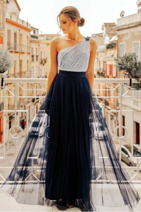 Sheath/Column One-Shoulder Long Prom Dress Formal Evening Dresses 601535