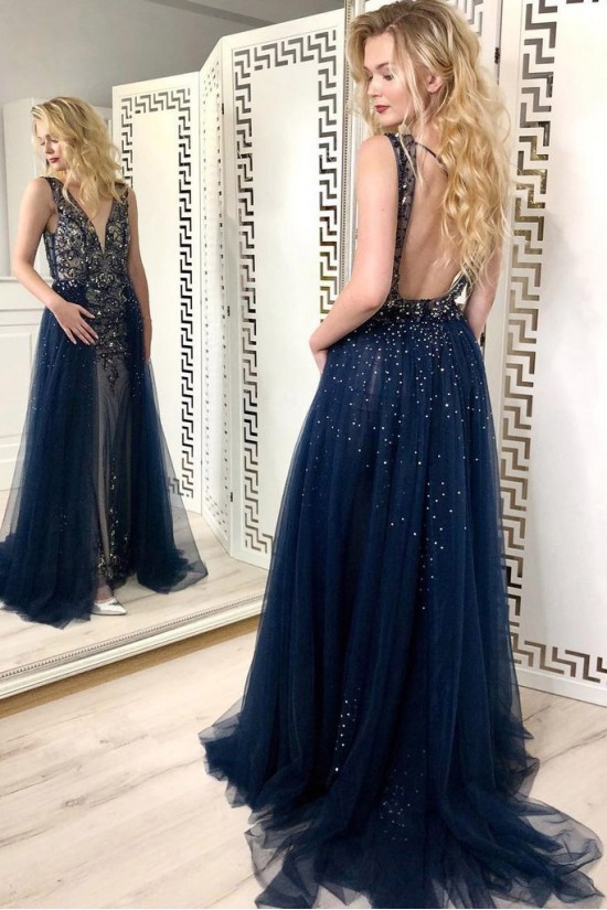 Beaded Tulle Long Prom Dress Formal Evening Dresses 601543 Beaded Tulle Long Prom Dress Formal Evening Dresses 601543