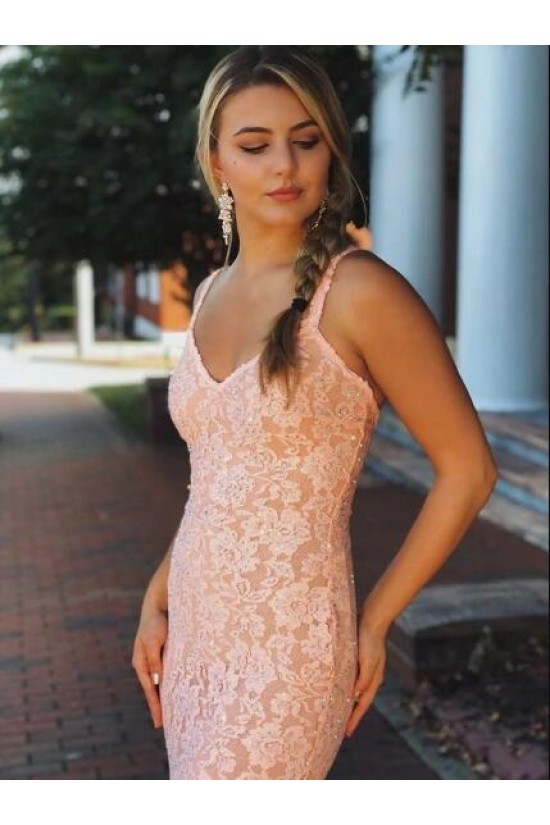 Mermaid Lace V-Neck Long Prom Dress Formal Evening Dresses 601549