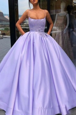 Ball Gown Satin Lace Long Prom Dress Formal Evening Dresses 601553