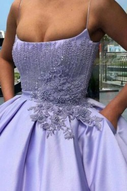 Ball Gown Satin Lace Long Prom Dress Formal Evening Dresses 601553
