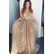 A-Line V-Neck Sparkle Long Prom Dress Formal Evening Dresses 601561