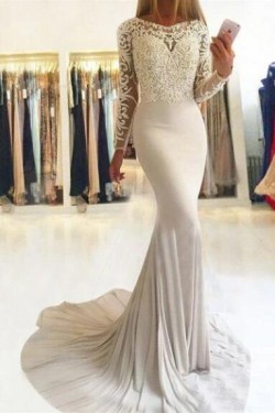 Mermaid Long Sleeves Lace Prom Dress Formal Evening Dresses 601563
