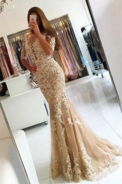 Mermaid Lace Long Prom Dress Formal Evening Dresses 601564
