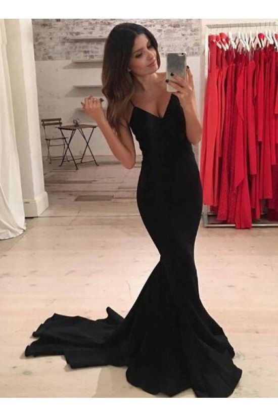 Long Black Mermaid V-Neck Long Prom Dress Formal Evening Dresses 601566 Long Black Mermaid V-Neck Long Prom Dress Formal Evening Dresses 601566