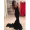 Long Black Mermaid V-Neck Long Prom Dress Formal Evening Dresses 601566