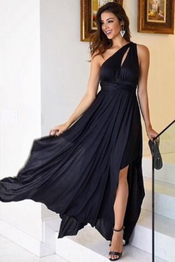 Chiffon One-Shoulder Long Prom Dress Formal Evening Dresses 601571