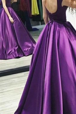 Elegant Satin Ball Gown Long Prom Dress Formal Evening Dresses 601573