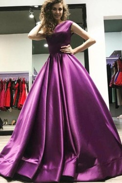 Elegant Satin Ball Gown Long Prom Dress Formal Evening Dresses 601573