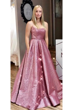 A-Line Sparkle Long Prom Dress Formal Evening Dresses 601585