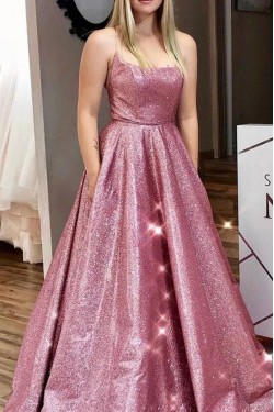 A-Line Sparkle Long Prom Dress Formal Evening Dresses 601585