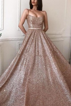 A-Line Sparkle Long Prom Dress Formal Evening Dresses 601586