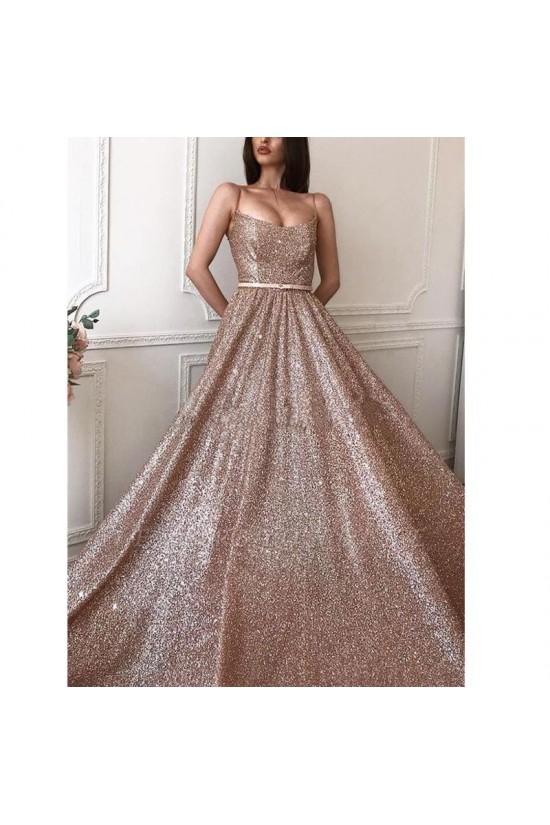 A-Line Sparkle Long Prom Dress Formal Evening Dresses 601586