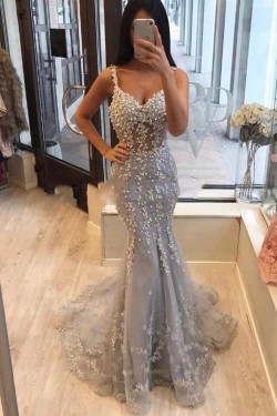 Mermaid Lace Long Prom Dress Formal Evening Dresses 601589