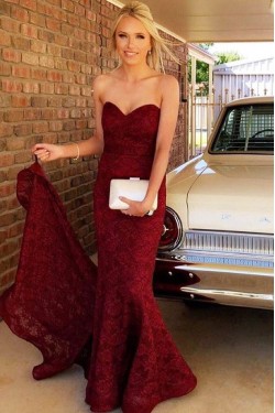 Mermaid Sweetheart Lace Long Prom Dress Formal Evening Dresses 601590