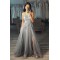 A-Line Lace Tulle V-Neck Long Prom Dress Formal Evening Dresses 601594