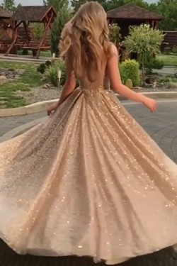 A-Line Sparkle Long Prom Dress Formal Evening Dresses 601600