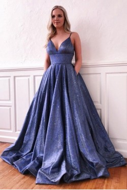 A-Line V-Neck Long Prom Dress Formal Evening Dresses 601601