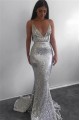 Mermaid Sparkle V-Neck Long Prom Dress Formal Evening Dresses 601606
