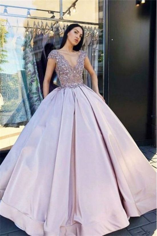 Ball Gown Bead Lace V-Neck Long Prom Dress Formal Evening Dresses 601608 Ball Gown Bead Lace V-Neck Long Prom Dress Formal Evening Dresses 601608