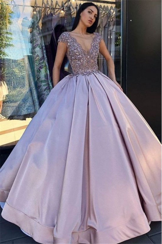 Ball Gown Bead Lace V-Neck Long Prom Dress Formal Evening Dresses 601608 Ball Gown Bead Lace V-Neck Long Prom Dress Formal Evening Dresses 601608