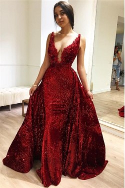 Sparkle V-Neck Long Prom Dress Formal Evening Dresses 601614