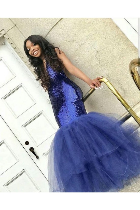 Mermaid V-Neck Sequins Tulle Long Prom Dress Formal Evening Dresses 601621 Mermaid V-Neck Sequins Tulle Long Prom Dress Formal Evening Dresses 601621