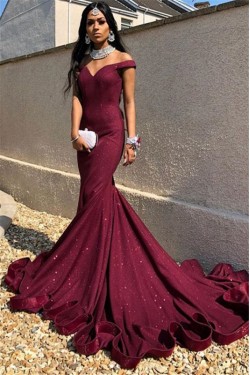 Mermaid Off-the-Shoulder Long Prom Dress Formal Evening Dresses 601623