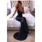Mermaid V-Neck Sparkle Long Black Prom Dress Formal Evening Dresses 601635