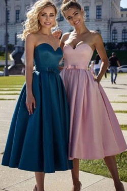 A-Line Sweetheart Satin Long Prom Dress Formal Evening Dresses 601639