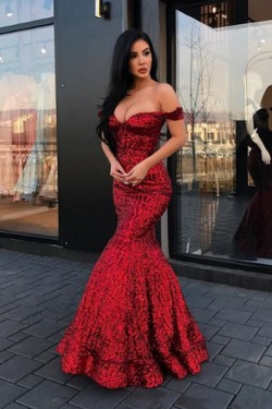 Mermaid Off-the-Shoulder Long Prom Dress Formal Evening Dresses 601644
