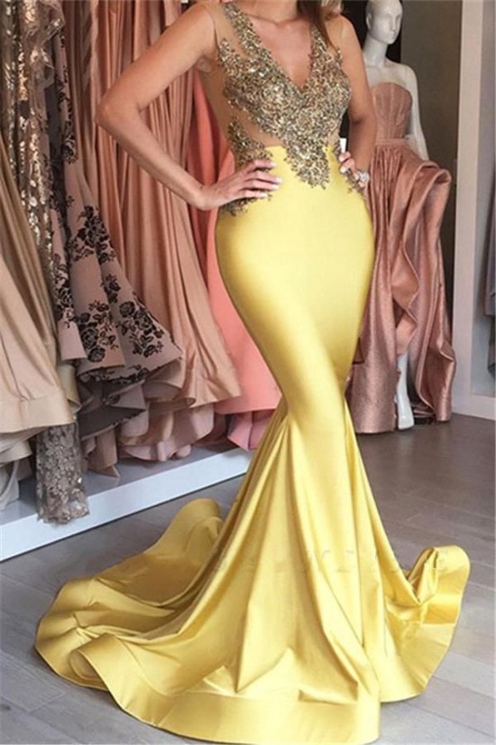 Mermaid V-Neck Long Prom Dress Formal Evening Dresses 601646