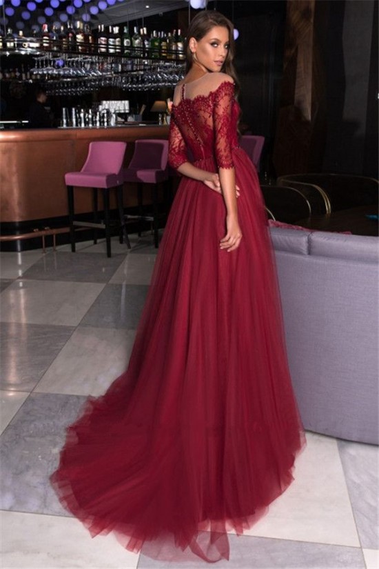 A-Line Lace and Tulle Long Prom Dress Formal Evening Dresses 601648 A-Line Lace and Tulle Long Prom Dress Formal Evening Dresses 601648