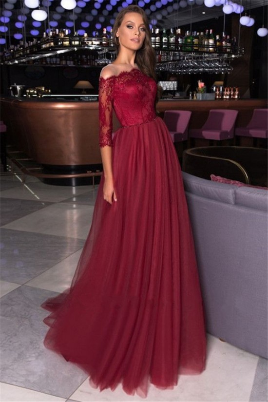 A-Line Lace and Tulle Long Prom Dress Formal Evening Dresses 601648 A-Line Lace and Tulle Long Prom Dress Formal Evening Dresses 601648