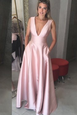 A-Line V-Neck Long Prom Dress Formal Evening Dresses 601656