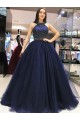 Ball Gown Beaded Long Navy Blue Prom Dress Formal Evening Dresses 601662 Ball Gown Beaded Long Navy Blue Prom Dress Formal Evening Dresses 601662
