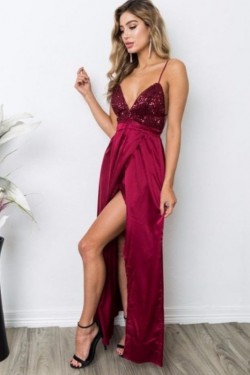 Simple V-Neck Long Prom Dress Formal Evening Dresses 601665