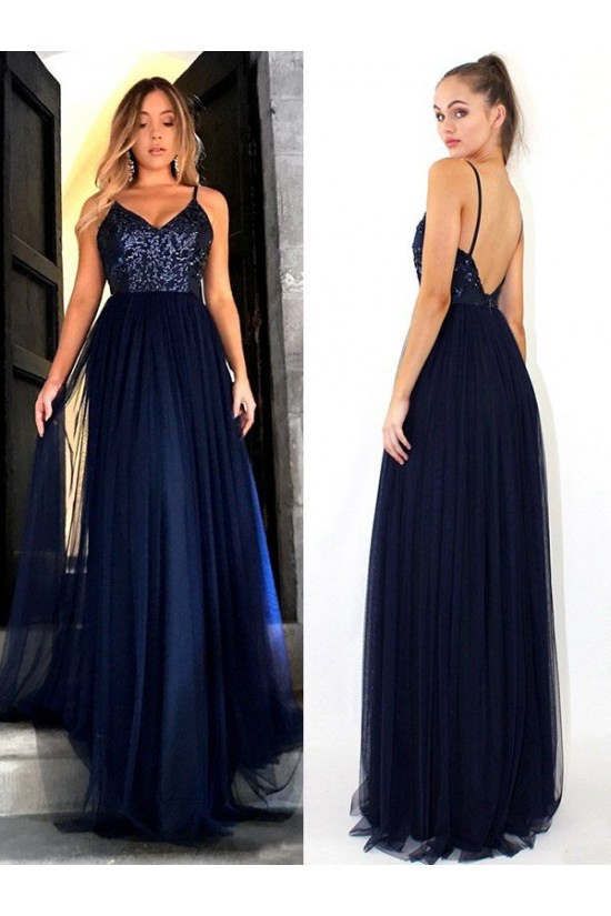 A-Line Sequins Tulle Long Prom Dress Formal Evening Dresses 601666 A-Line Sequins Tulle Long Prom Dress Formal Evening Dresses 601666