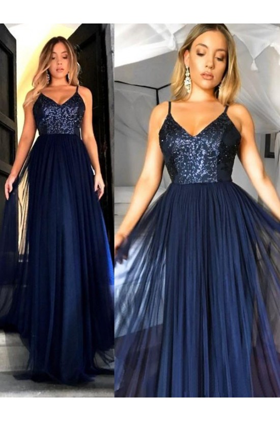 A-Line Sequins Tulle Long Prom Dress Formal Evening Dresses 601666 A-Line Sequins Tulle Long Prom Dress Formal Evening Dresses 601666