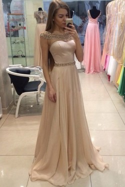 A-Line Beaded Long Prom Dress Formal Evening Dresses 601672