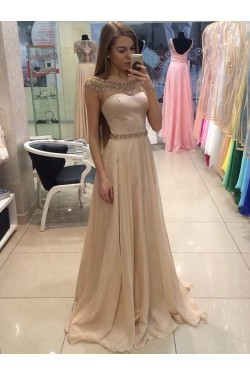 A-Line Beaded Long Prom Dress Formal Evening Dresses 601672