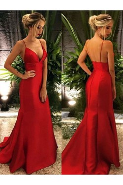 Long Red V-Neck Prom Dress Formal Evening Dresses 601675