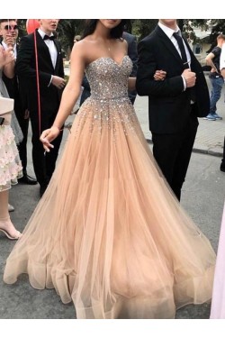 A-Line Beaded Sweetheart Long Prom Dress Formal Evening Dresses 601677