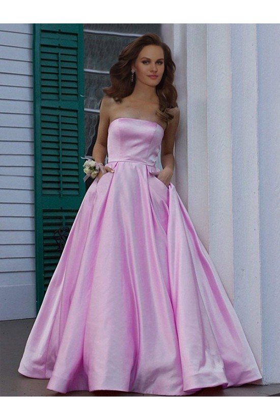 A-Line Strapless Satin Long Prom Dress Formal Evening Dresses 601684 A-Line Strapless Satin Long Prom Dress Formal Evening Dresses 601684