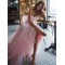 A-Line Sweetheart Tulle Long Pink Prom Dress Formal Evening Dresses 601688