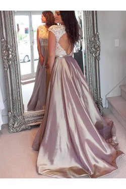 A-Line Lace Long Prom Dress Formal Evening Dresses 601689