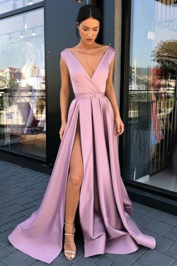 A-Line V-Neck Long Prom Dress Formal Evening Dresses 601697